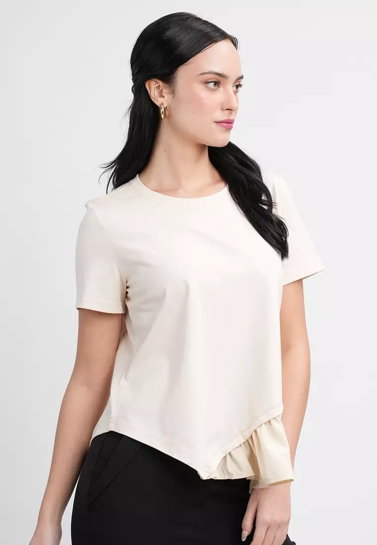 Harper Tee with Slanted Peplum Hem