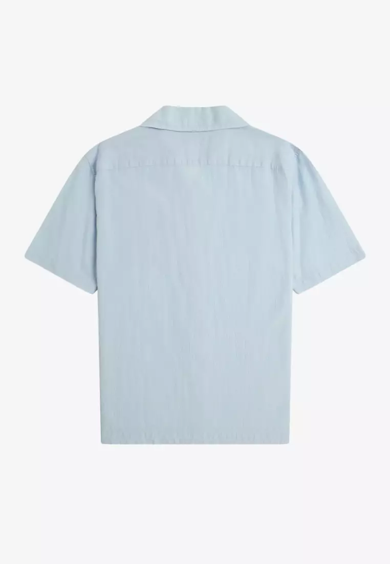 Fred Perry M7762 Lightweight Texture Revere Collar Short Sleeve Shirt (Light Smoke)