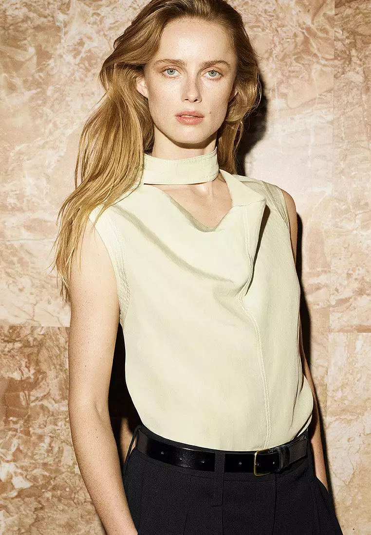 Sleeveless Utility-Style Blouse