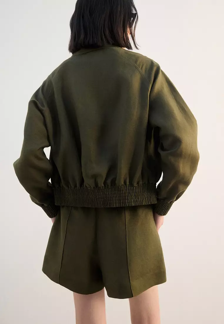 Buttons Linen-Blend Jacket