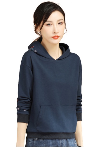 A-IN GIRLS navy Fashion Embroidered Hooded Sweatshirt 979B0AAA44E056GS_1