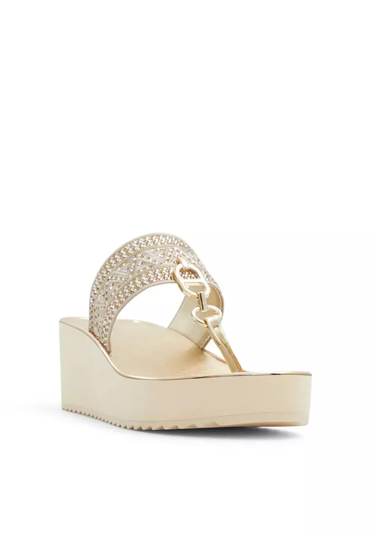Aldo gold outlet wedge sandals