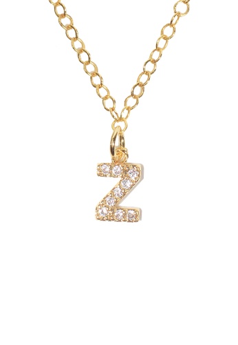 PSYNDROME gold Personalised Initial Letter Alphabet Cubic Zirconia Necklace - Z A2AFEACF191825GS_1