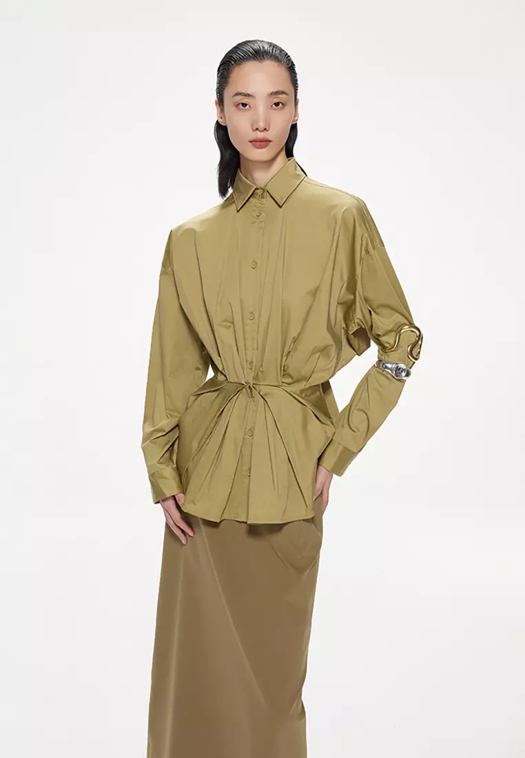 JNBY Women's Waist-Cinched Long Sleeve Shirt