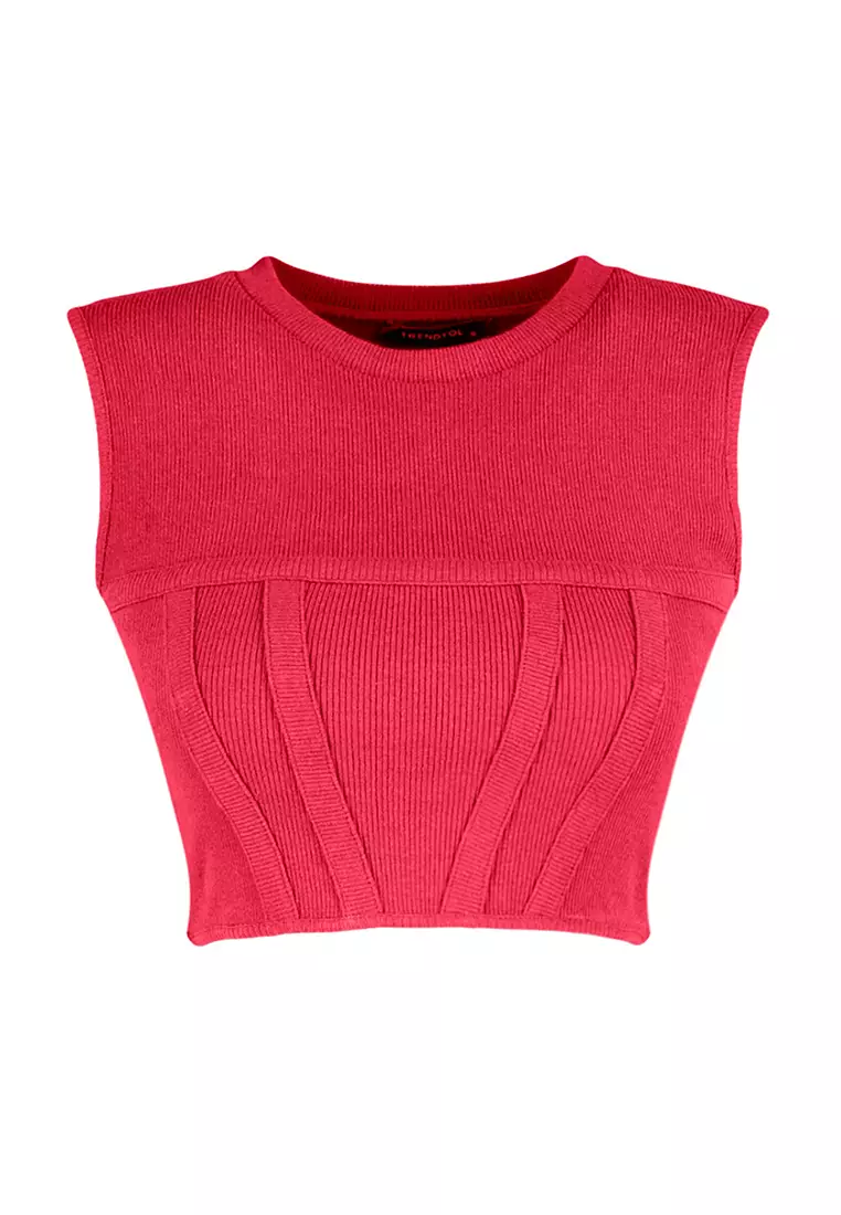 Buy Trendyol Ribbed Knit Top 2024 Online Zalora Singapore