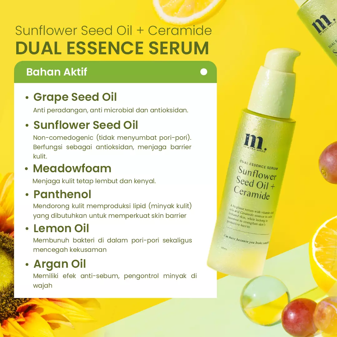 Moko Moko Sunflower Seed Oil + Ceramide Dual Essence Serum 50ml