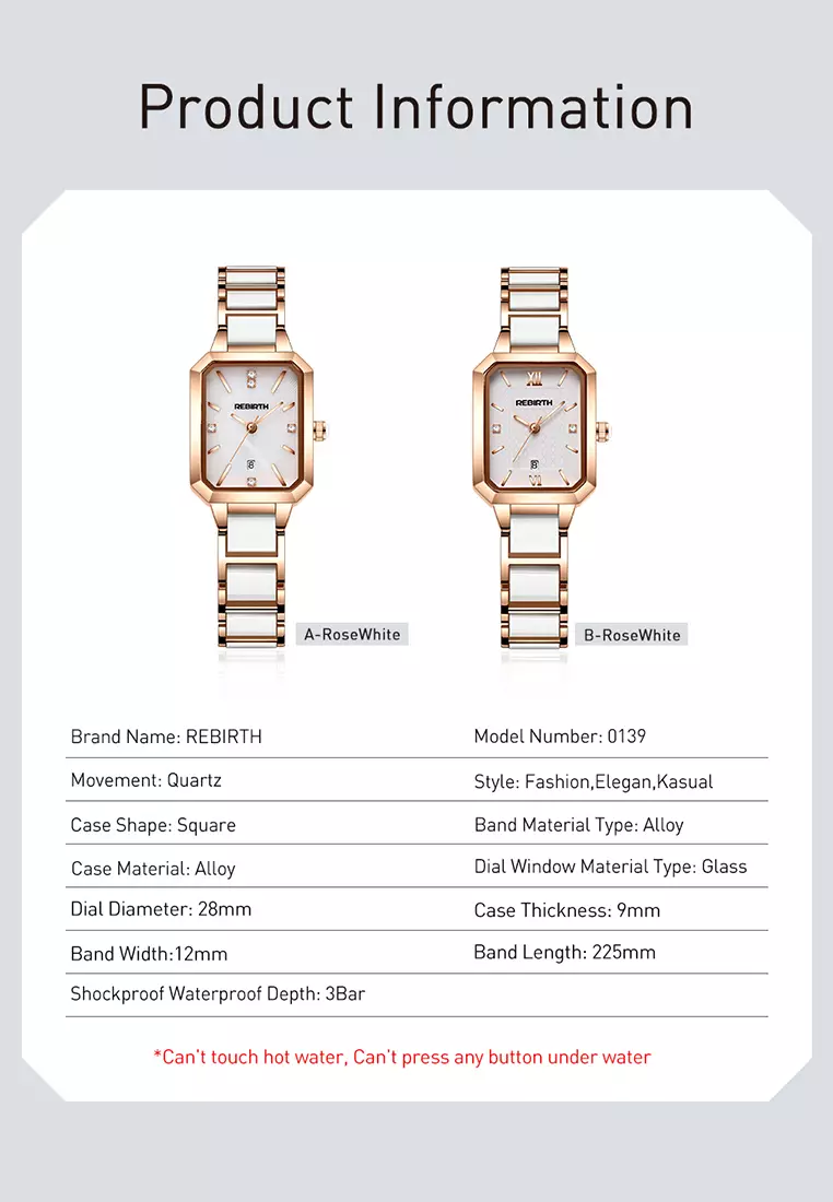 Jam Tangan Wanita Anti Air Original Tali Stainless Steel Berlian Anggun Jam Tangan Cewek rosewhite-A