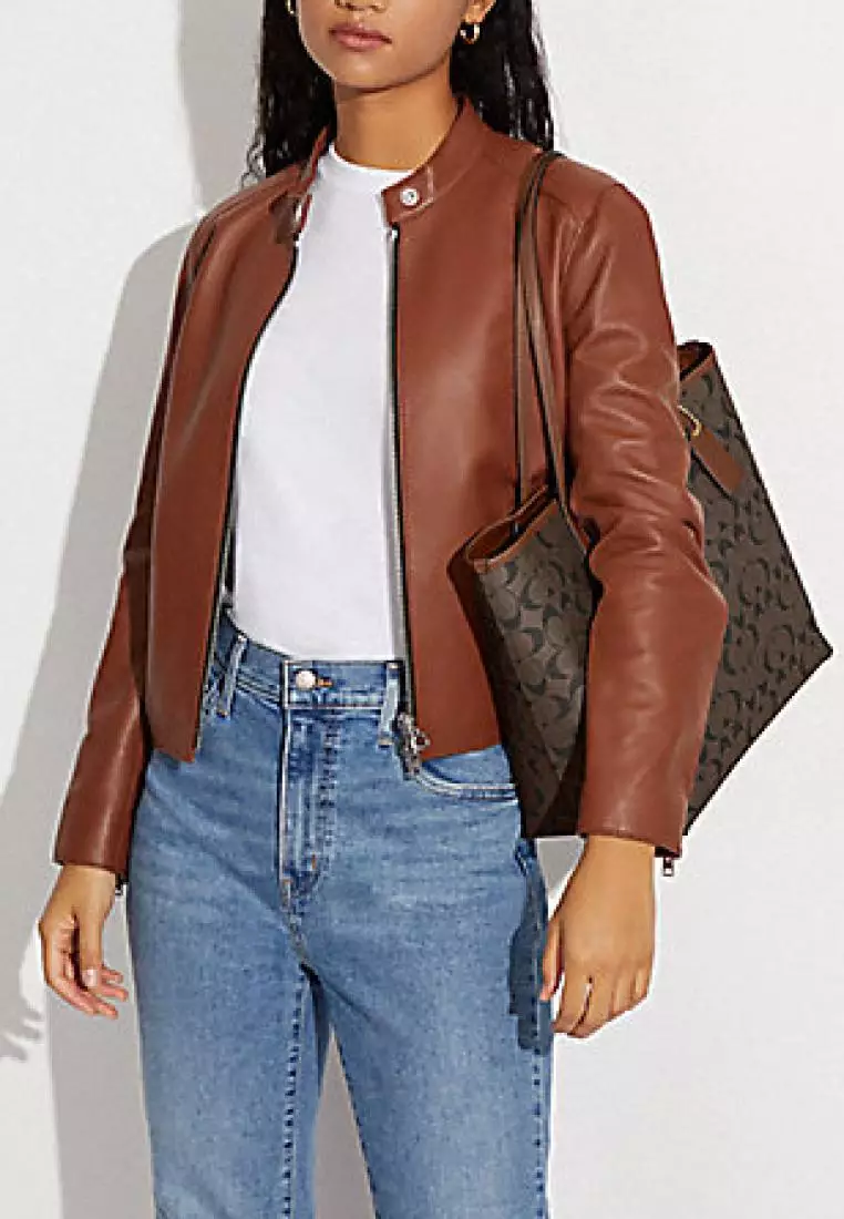 Coach City Tote In Signature Canvas Brown Redwood