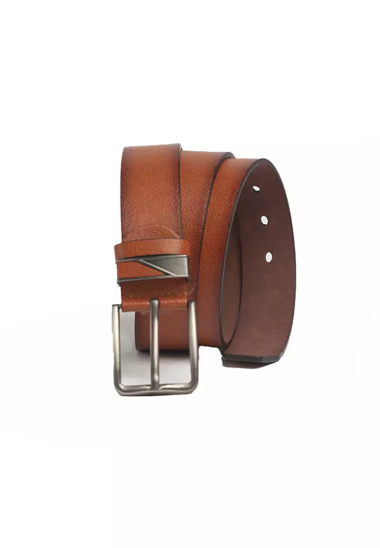 Ikat pinggang kulit belt leather pria COKELAT MUDA motif AA