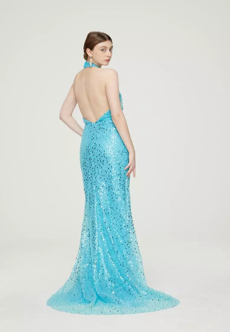 Turquoise halter neck top dress