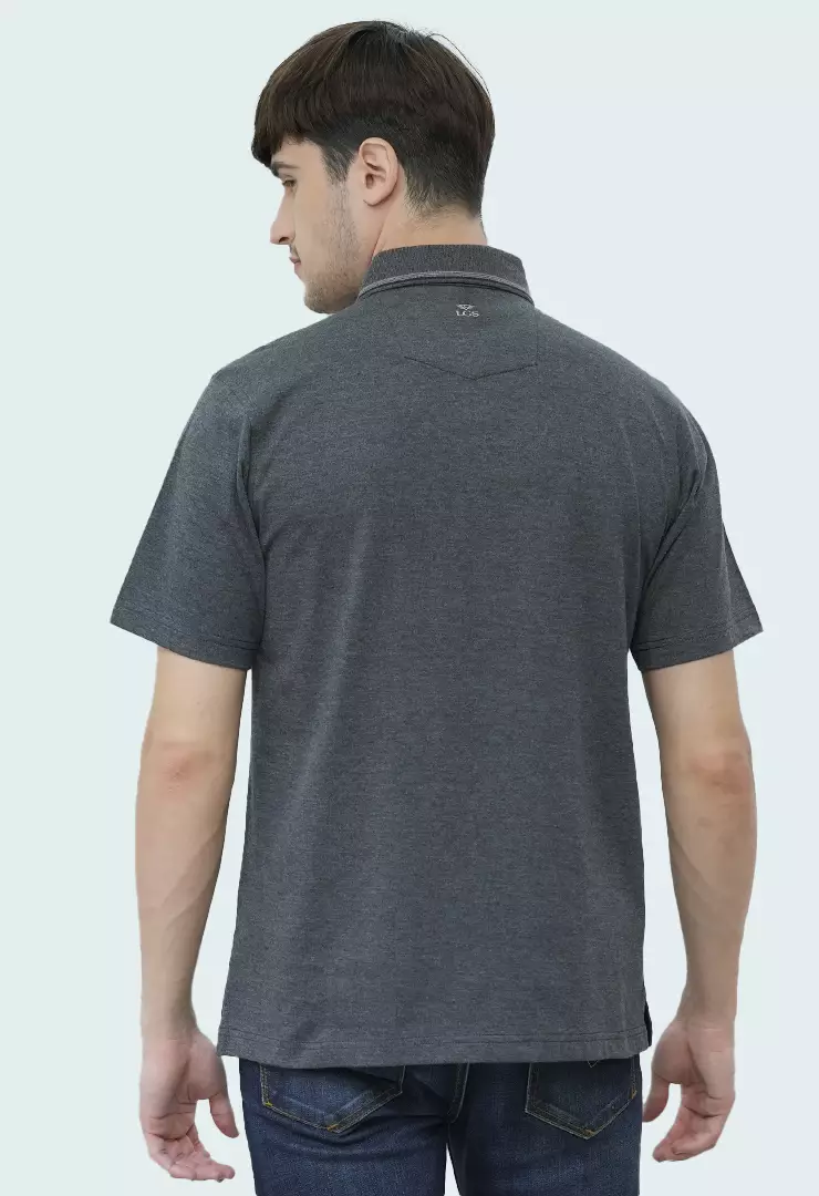 LGS - Kaos Polo - Single Pocket - Regular Fit - Kerah Stripe - Abu - CWS.225.J3404.01.C