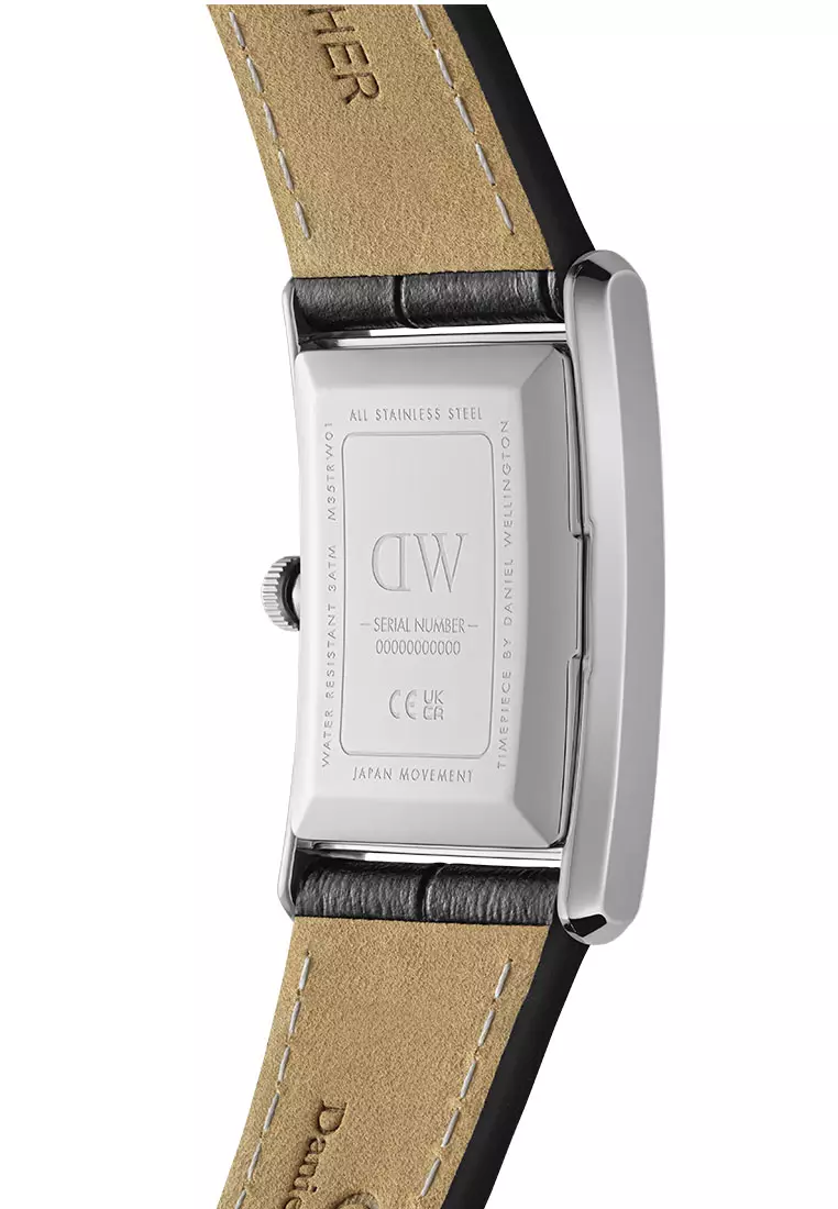 Bound 35x24mm Black Crocodile - Silver - White Dial - Fashion Watch for men - Croc Leather Strap Watch Dial - Fashion Watch - DW Official - Authentic