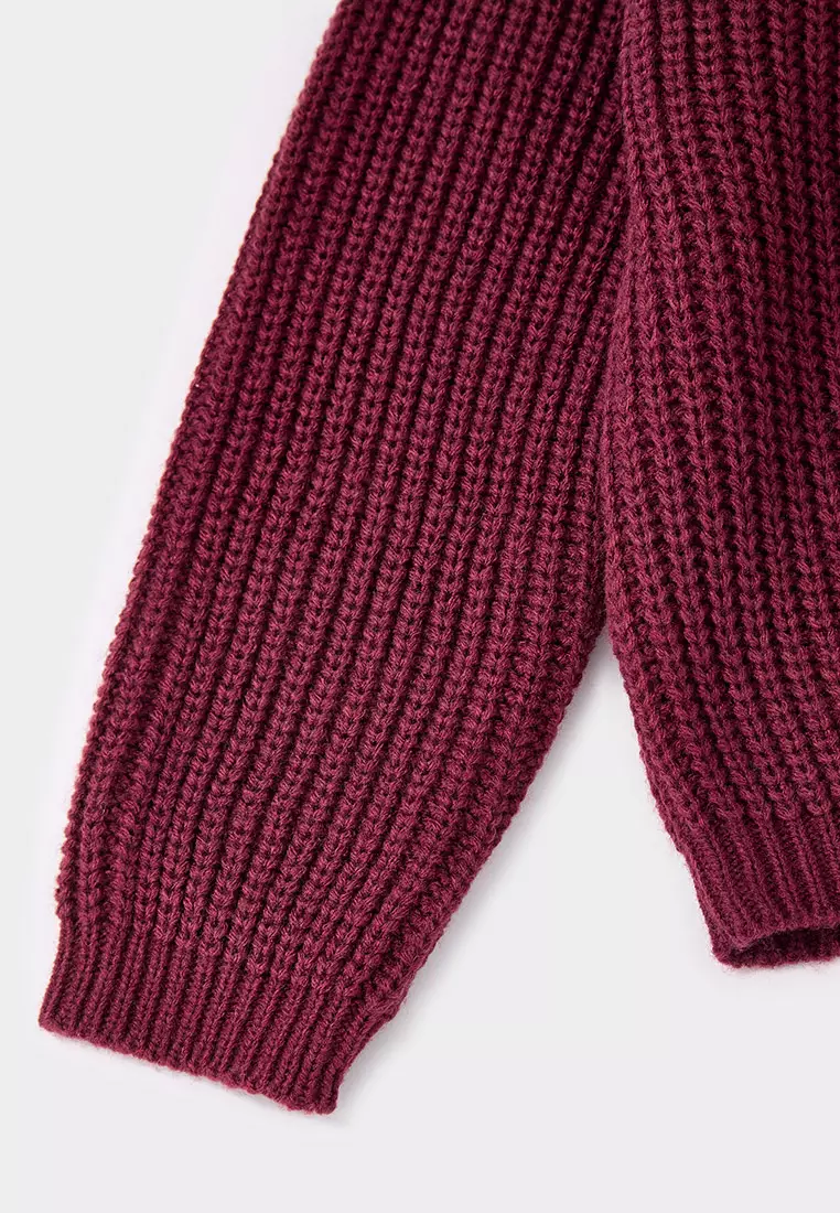 Becca 粗針織蝴蝶刺繡毛衣