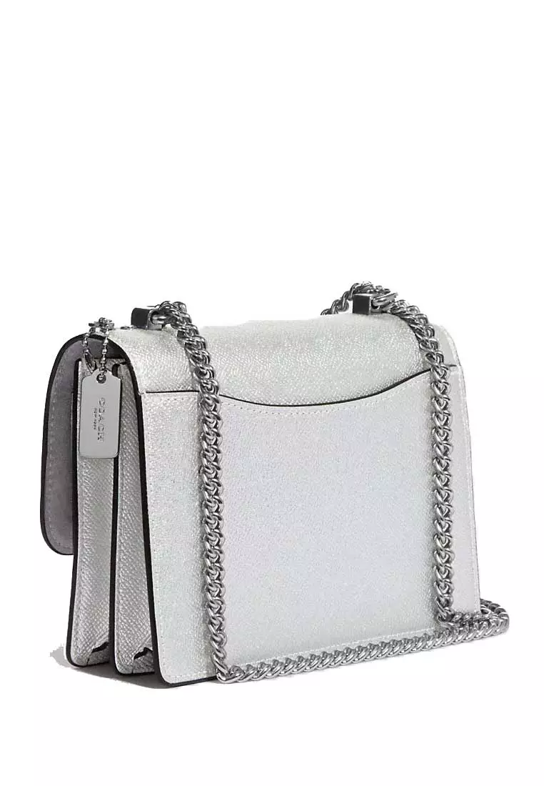 Coach - Black Leather Mini Shoulder Bag with Silver Metal Accents