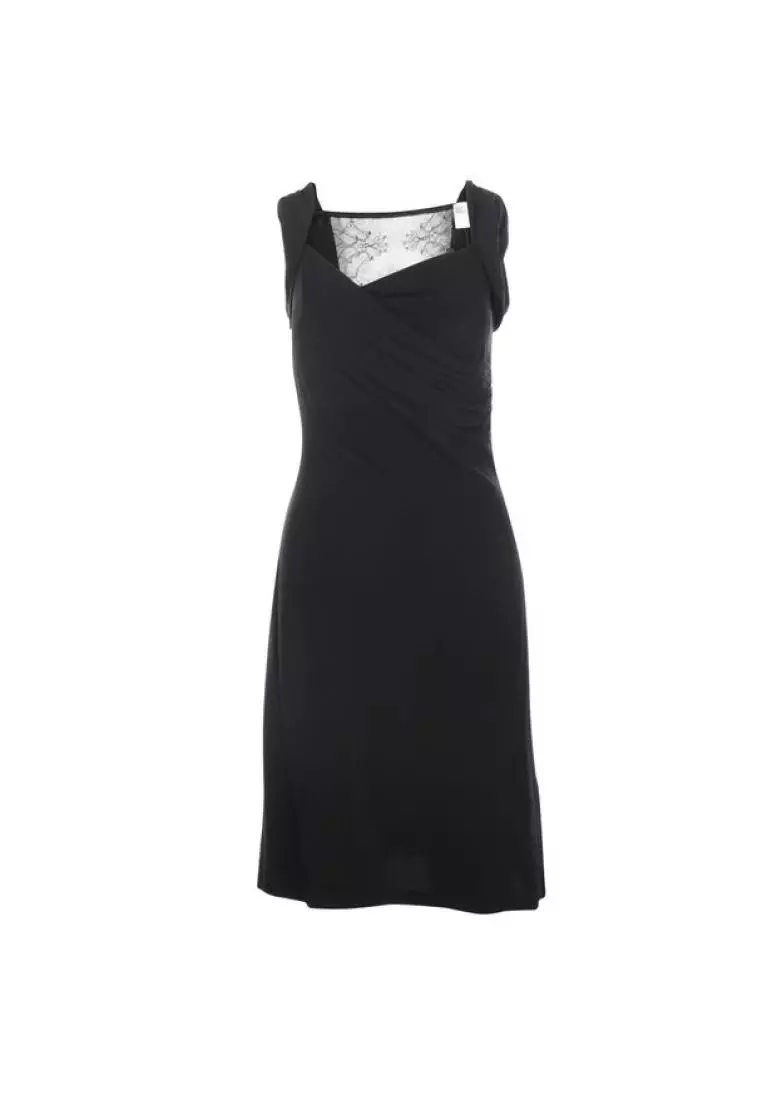 Pre Loved RED VALENTINO Black Midi Dress with Lace accent in the Back
