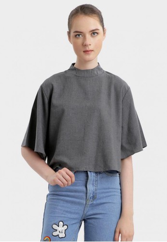 MKY Blisse Flare Sleeve Blouse in Grey