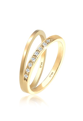 Elli Jewelry white Ring Classic Elegant Diamond Gold Plated 3BCF8ACCDEA38EGS_1