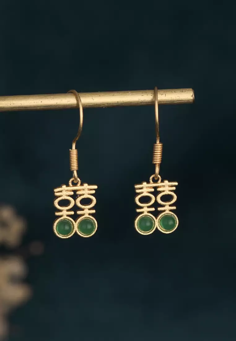 Chinese character hot sale earrings gold