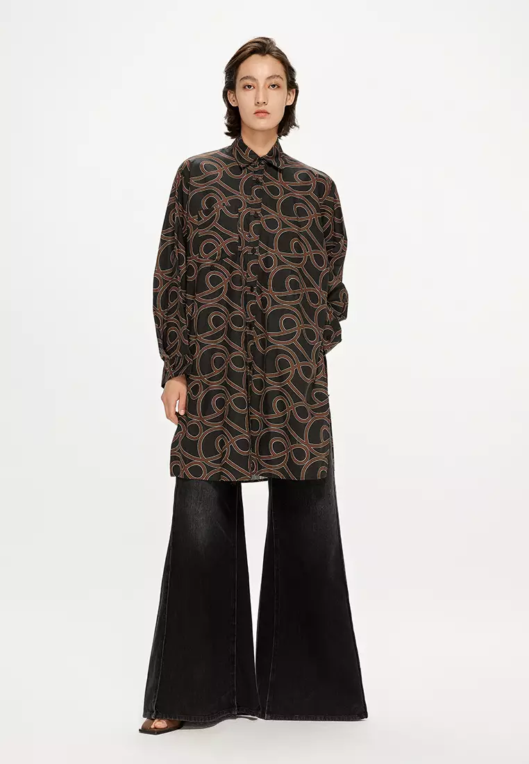 H型寬鬆日常休閒長袖連衣裙