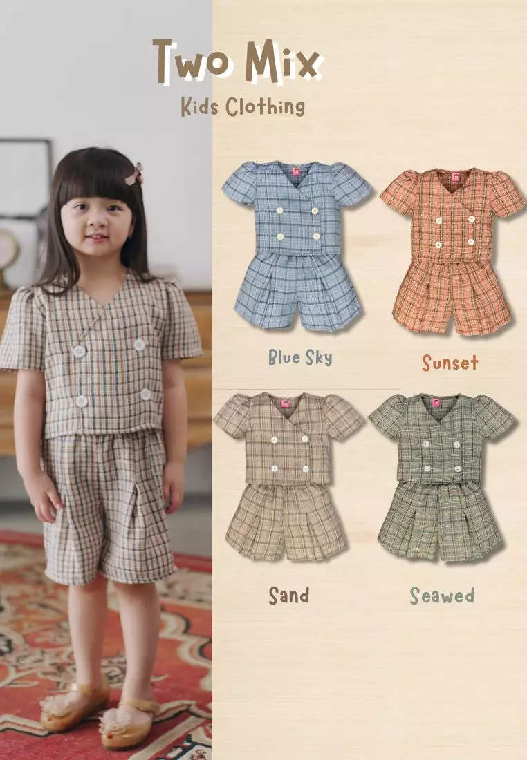 Two Mix - Hera Set Setelan Baju Anak Perempuan Lucu 1-8 Tahun 4401 Sand