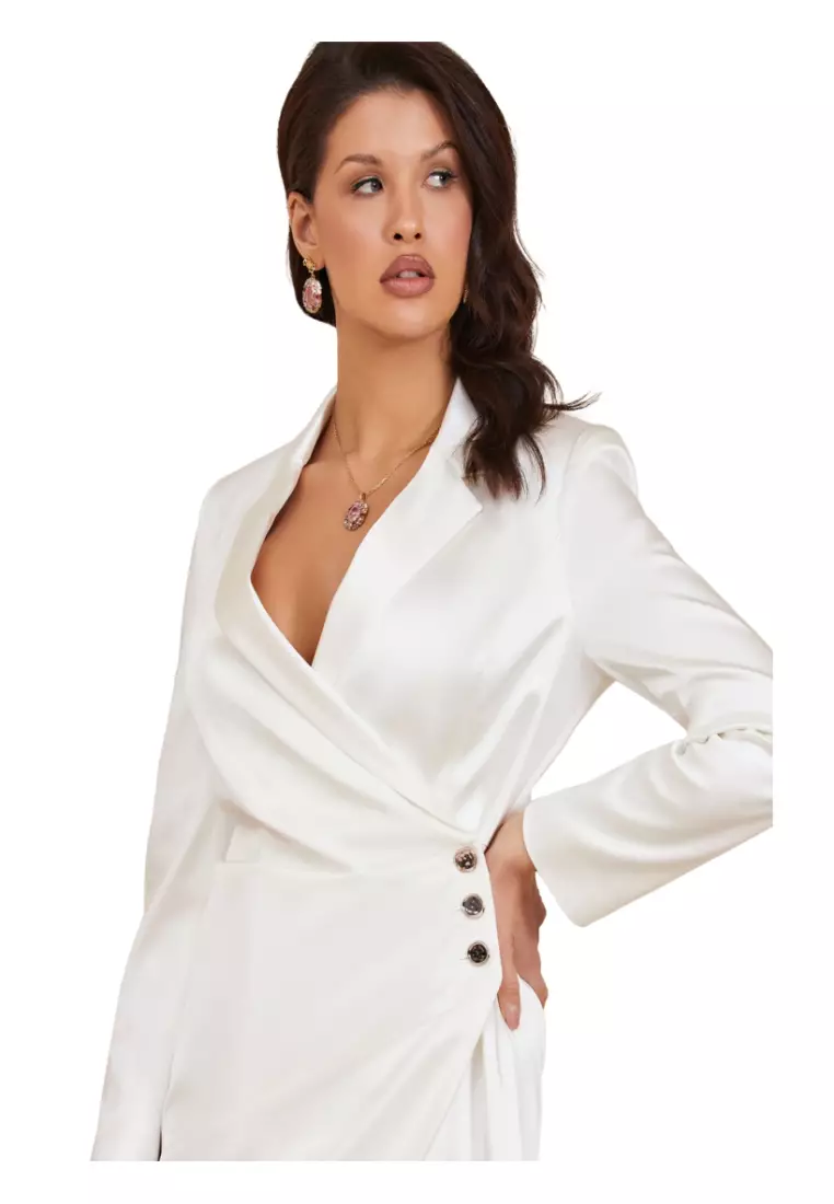 White silk clearance blazer dress