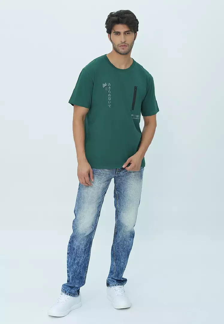 LGS Street - Kaos Streetwear - Variasi Zipper - Sablon Belakang - Hijau - ST.30.H102.032.C