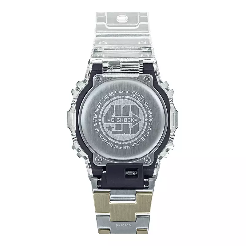 Jam Tangan Pria Casio G-Shock DWE-5640RX-7DR 40th Anniversary Clear Remix Digital Dial St. Steel And Resin Band