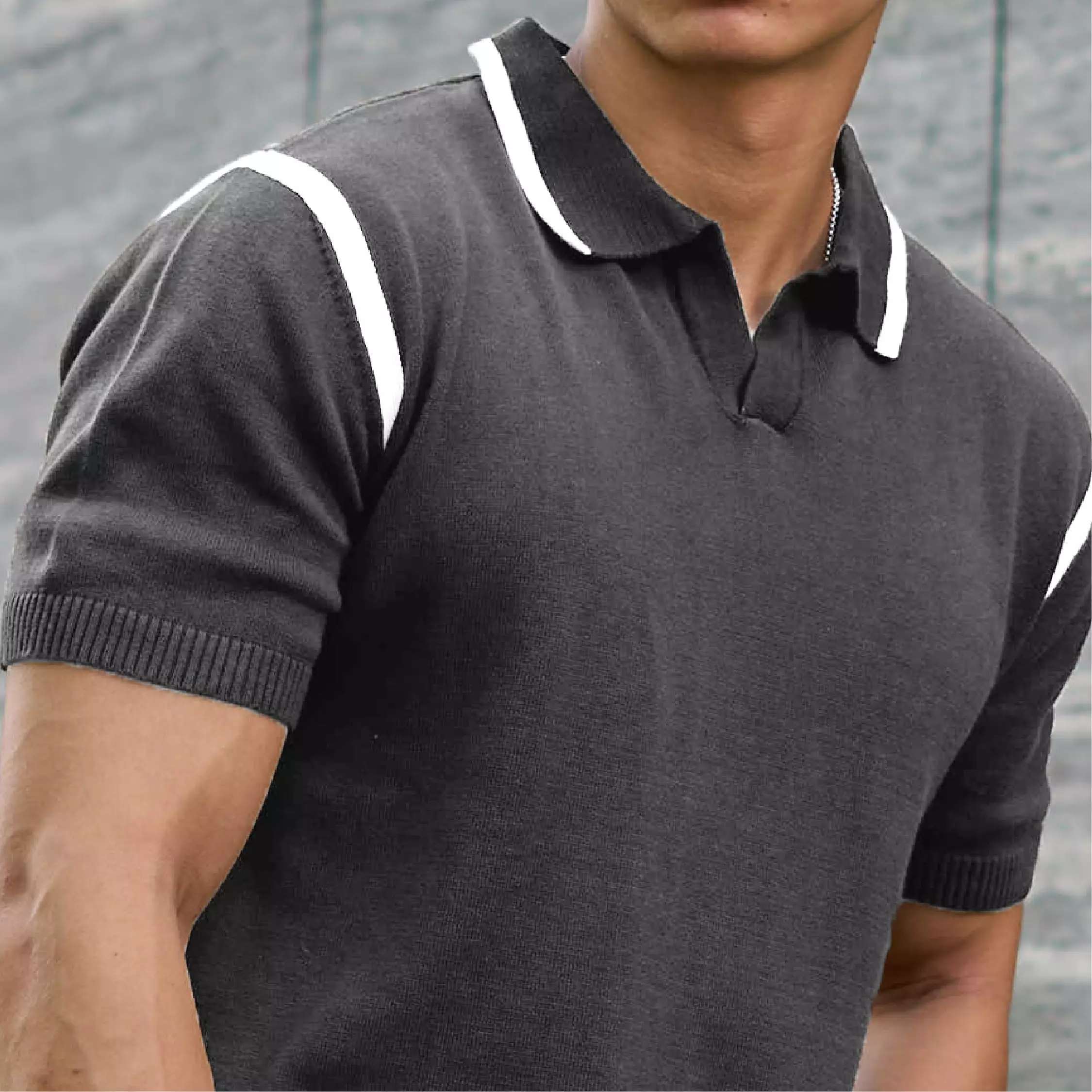 Kale BERLIN Dark Grey / Polo Shirt Pria / Atasan Kaos Polo Rajut Pria / Kaos Pria / Baju Kaos Pria