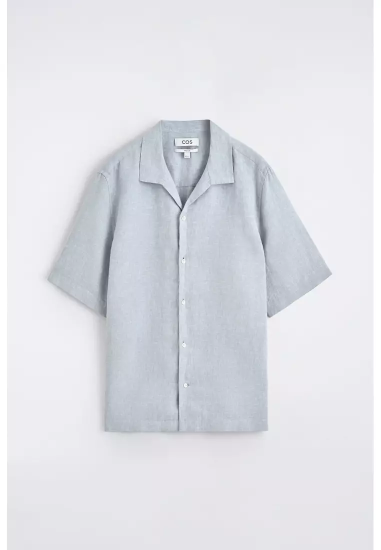 CAMP-COLLAR SHORT-SLEEVED LINEN SHIRT