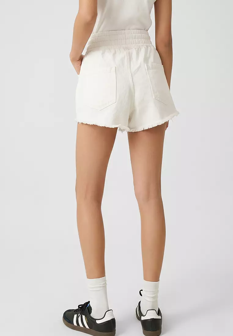 White High Waist Tie Mini Denim Shorts Twoss25Sr00156