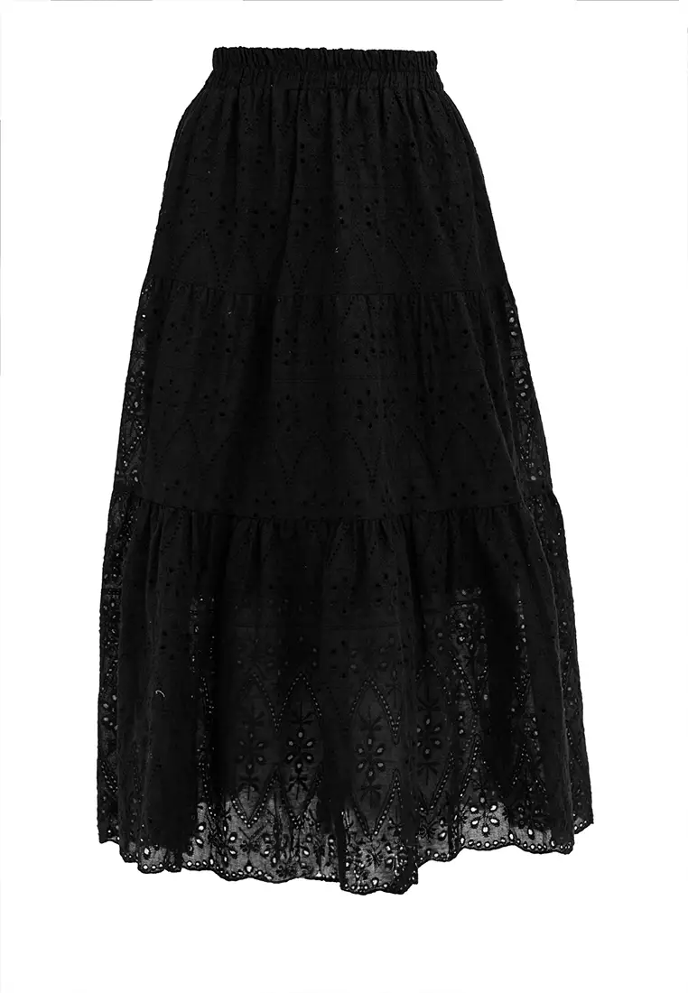 Ella Eyelet Long Skirt