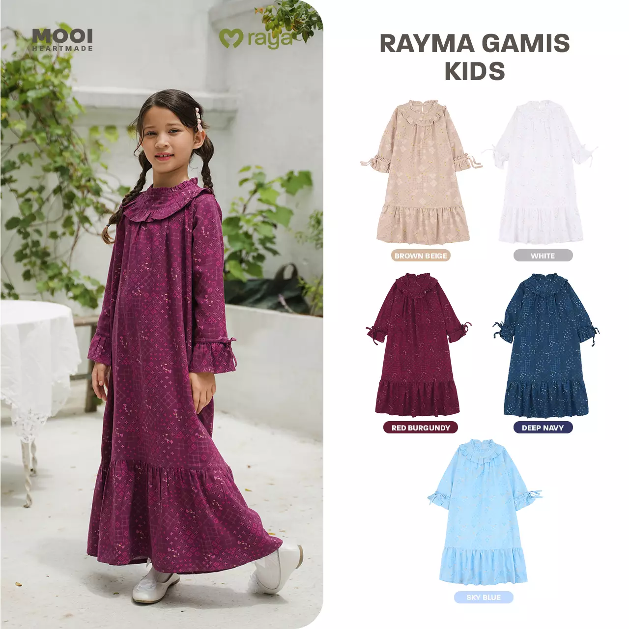 Mooi Dress Anak Gamis Anak Perempuan Raya Collection Rayma Gamis - Sky Blue