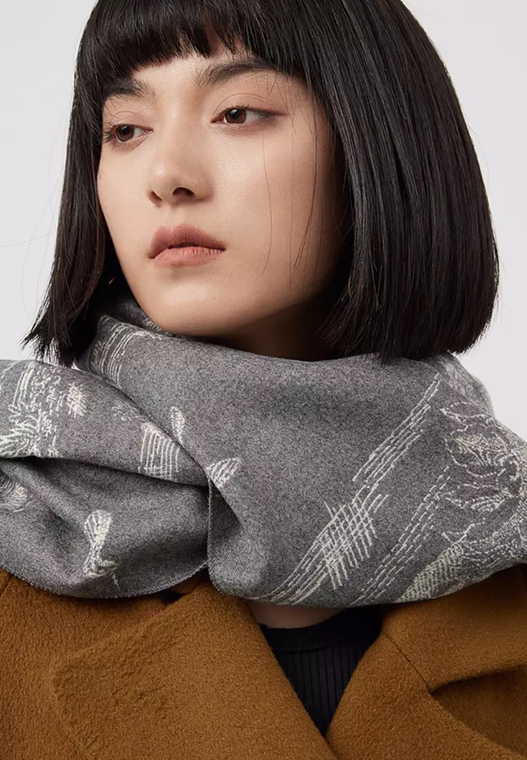 Landscape Painting Faux Cashmere Scarves AS-SY28625