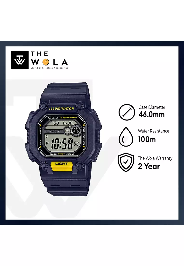 Men's Digital Watch W-737H-2AV Blue Resin Band Sport Watch