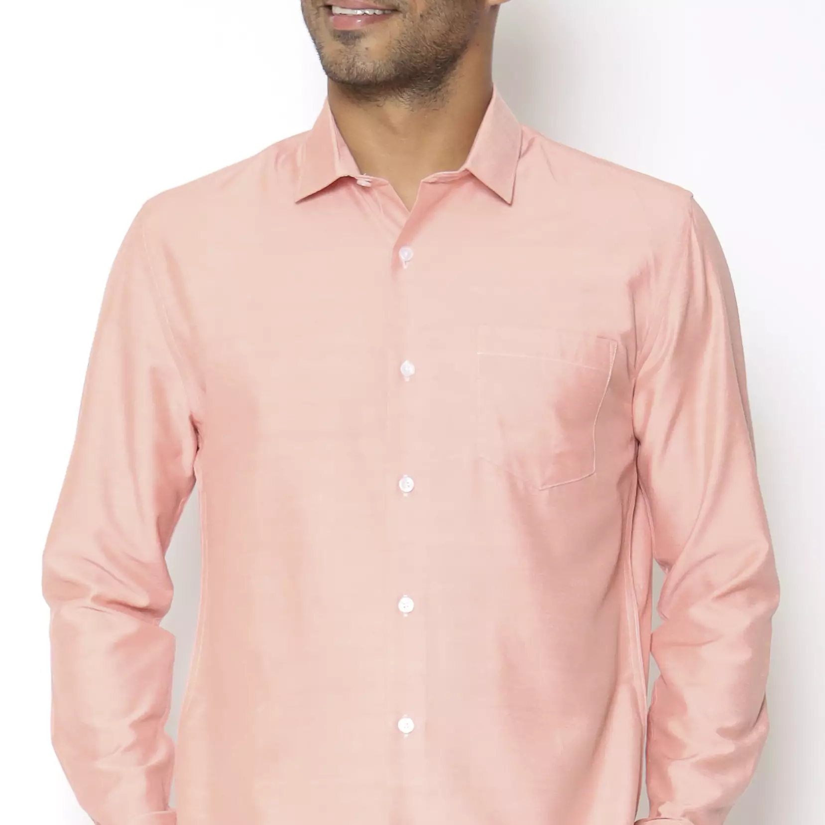 MAGINOT Kemeja Pria Basic Stripe Panjang SALMON