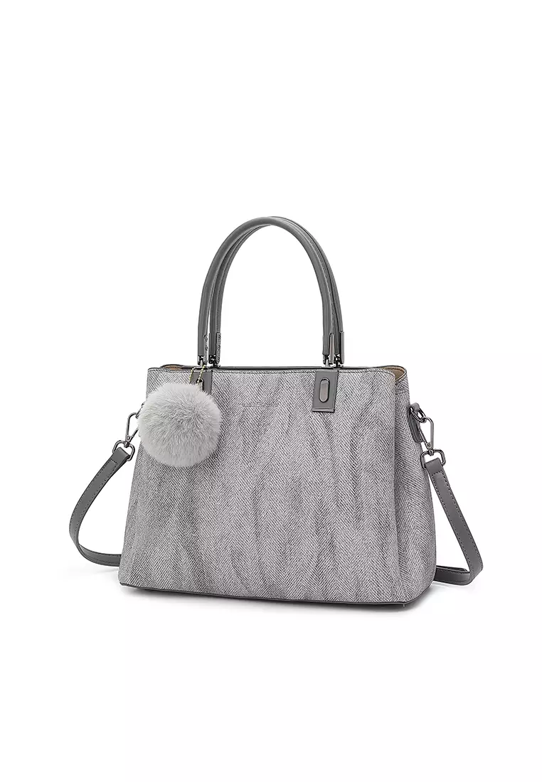 Women's Top Handle Bag / Sling Bag / Crossbody Bag / Shoulder Bag (Tas Tangan Wanita / Tas Selempang Wanita / Tas Bahu Wanita) - Abu-Abu