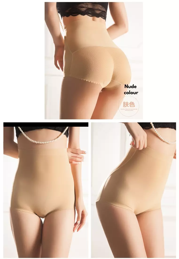 2 Pack Karla Butt Lifter High Waisted Panties Seamless Padded Underwear Hip Pads Enhancer Panty in Nude and Black
