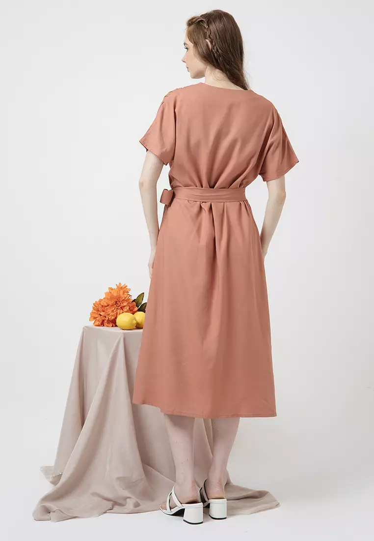 Jual Cloth Inc Zelda Kimono Dress In Terracotta Original Zalora