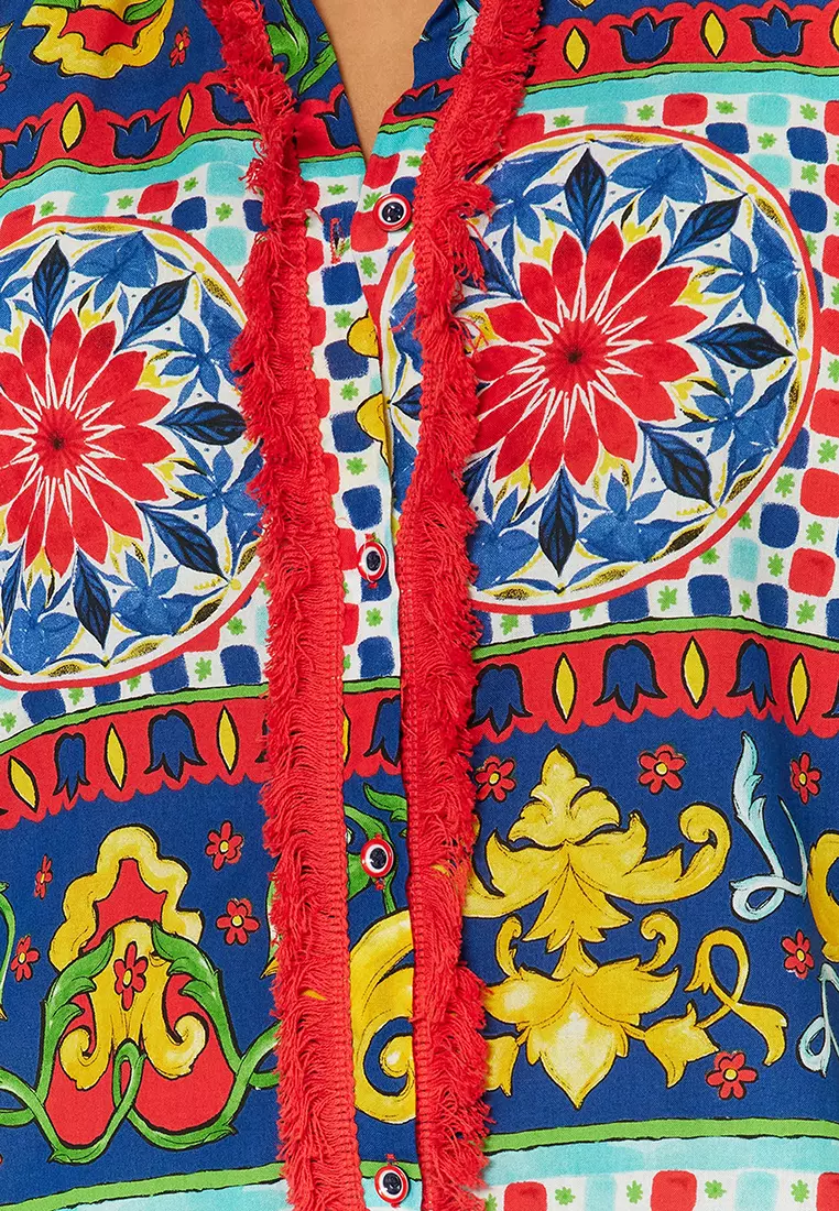 Multicolored Tile Pattern Beach Shirt