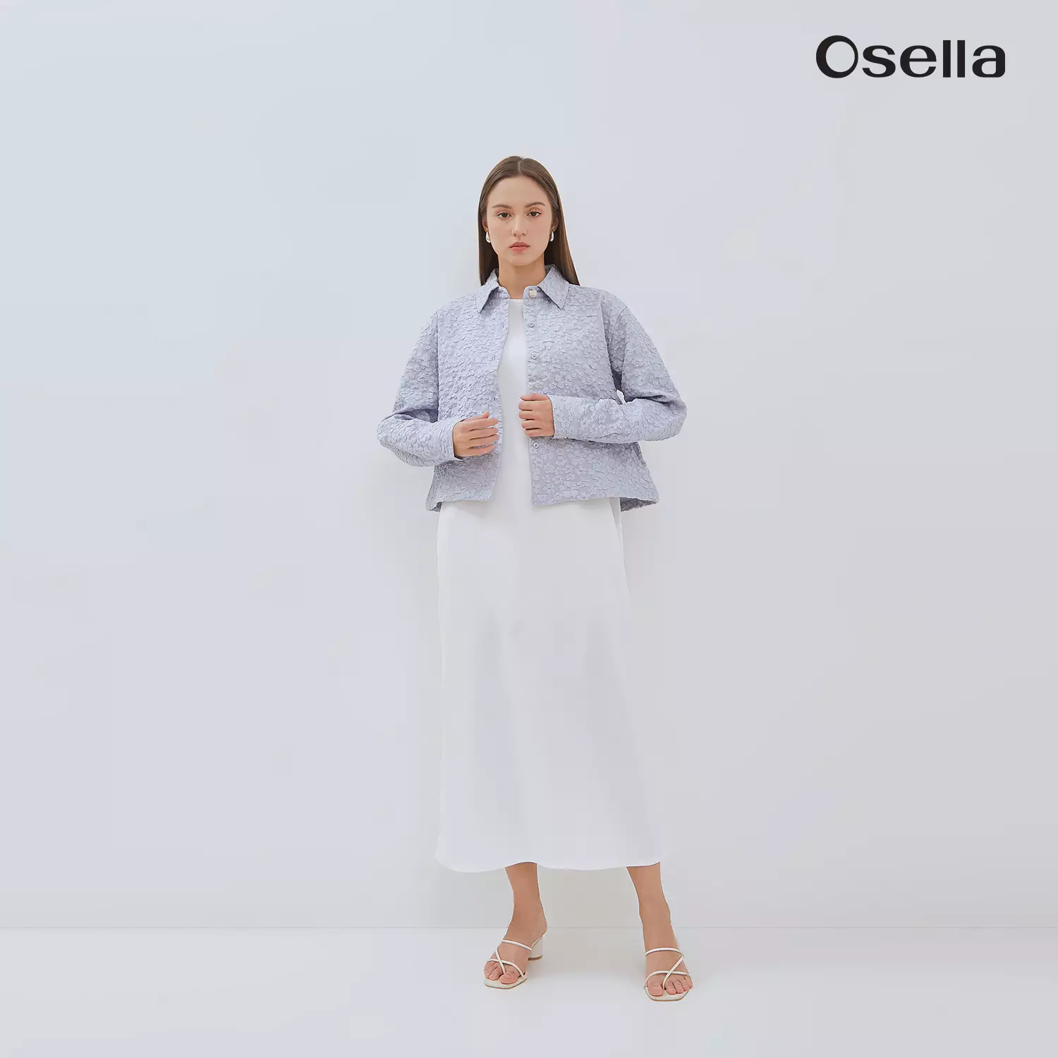 Osella Zania Dress Set With Jacquard Outer 1157660336 | Setelan Dress Outer Lengan Panjang Wanita