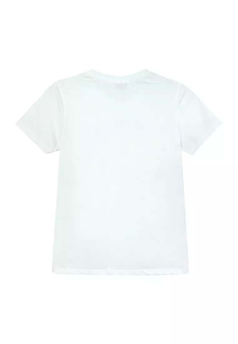 Ladies White Graphic T-shirt "Post Stamps"