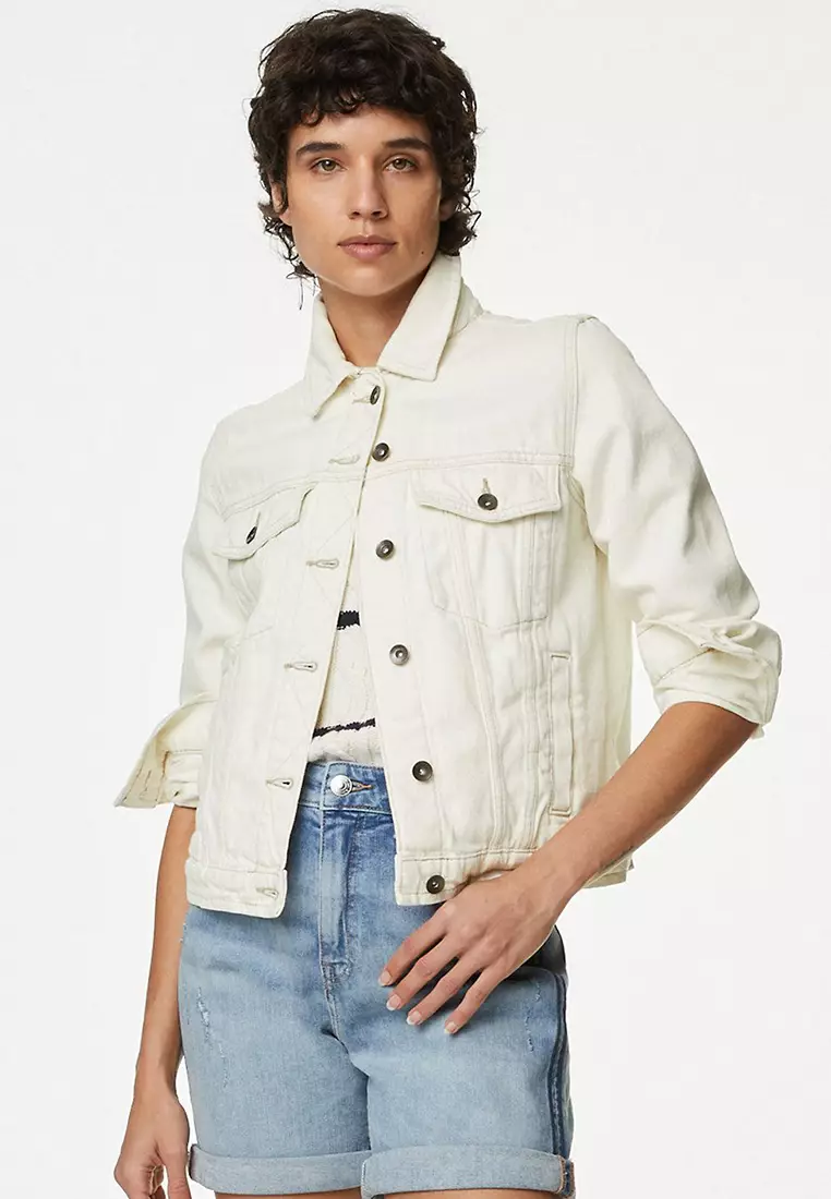 Marks and spencer store white denim jacket