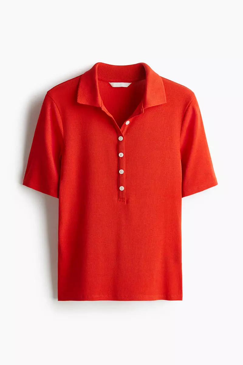 Ribbed polo shirt