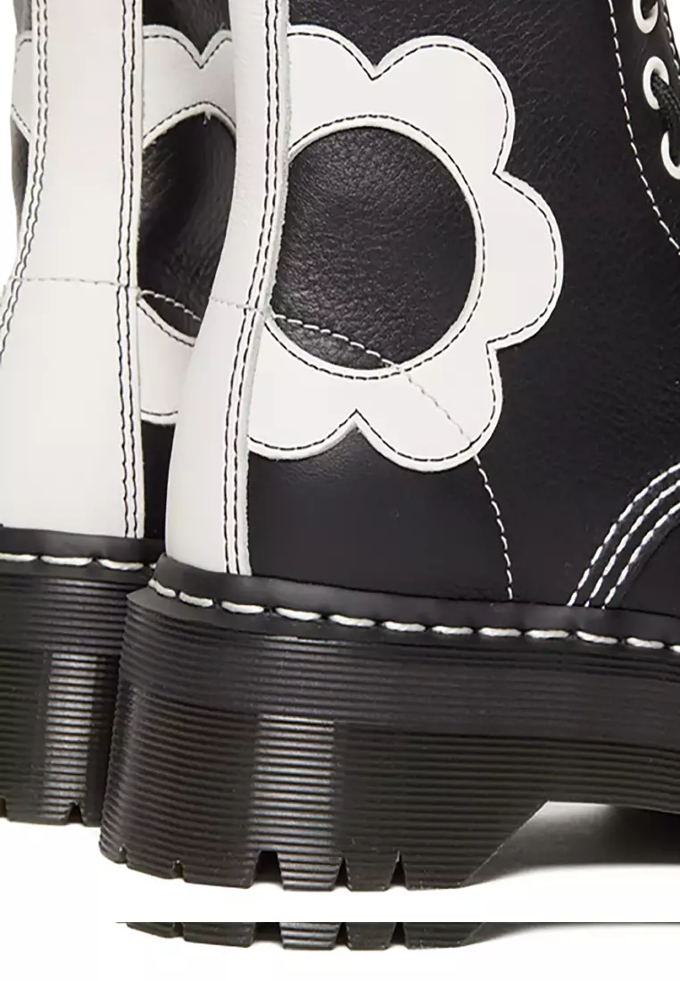 Sinclair Black & White Pisa Leather Platform Ankle Boots - Women