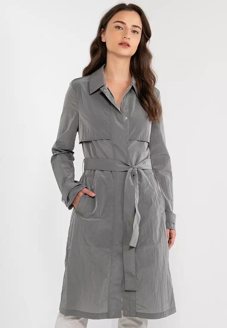 Buy ck Calvin Klein Metallic Sheen Nylon Taffeta Trench 2024