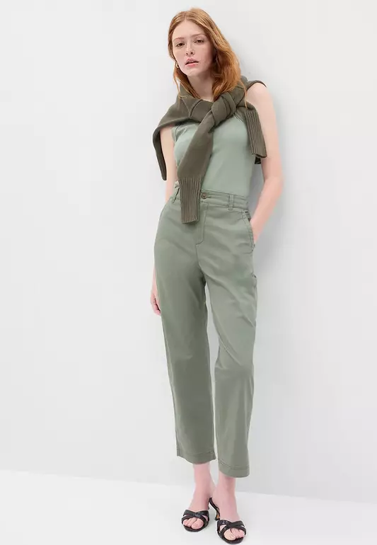 High Rise Girlfriend Khakis with Washwell