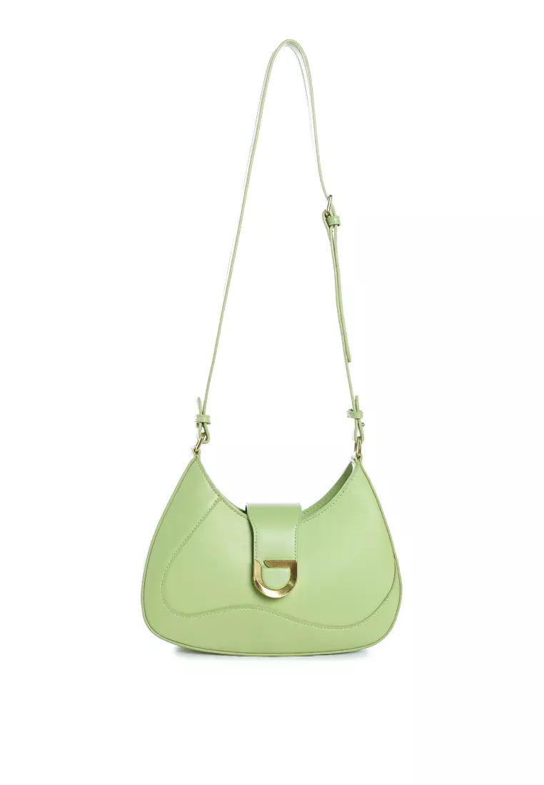 Faux leather Shoulder Bag In Green