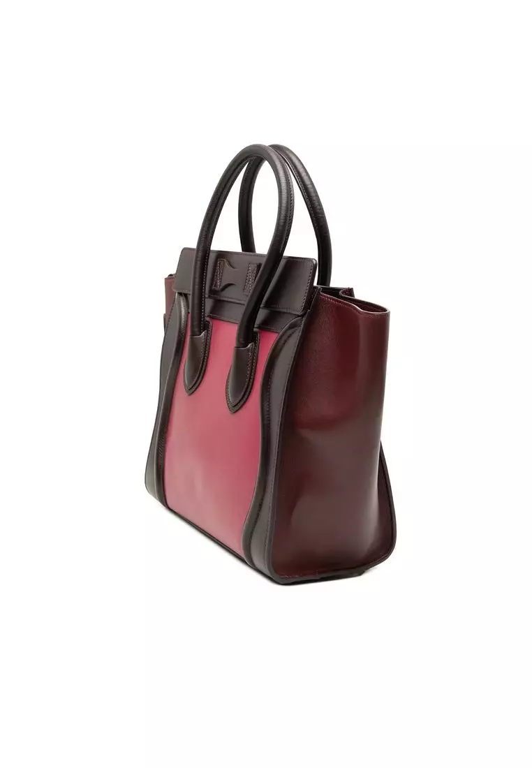 Pre-Loved Celine Micro Tricolor Leather Luggage Tote