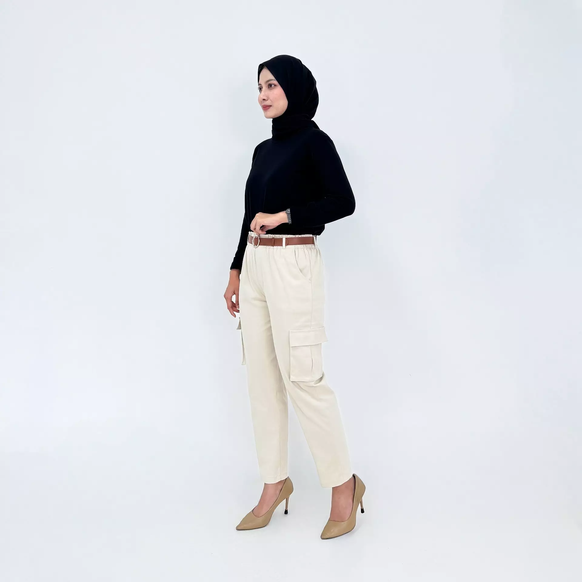 Celana Panjang Katun Wanita - Long Pant Twill Cargo - BEIGE