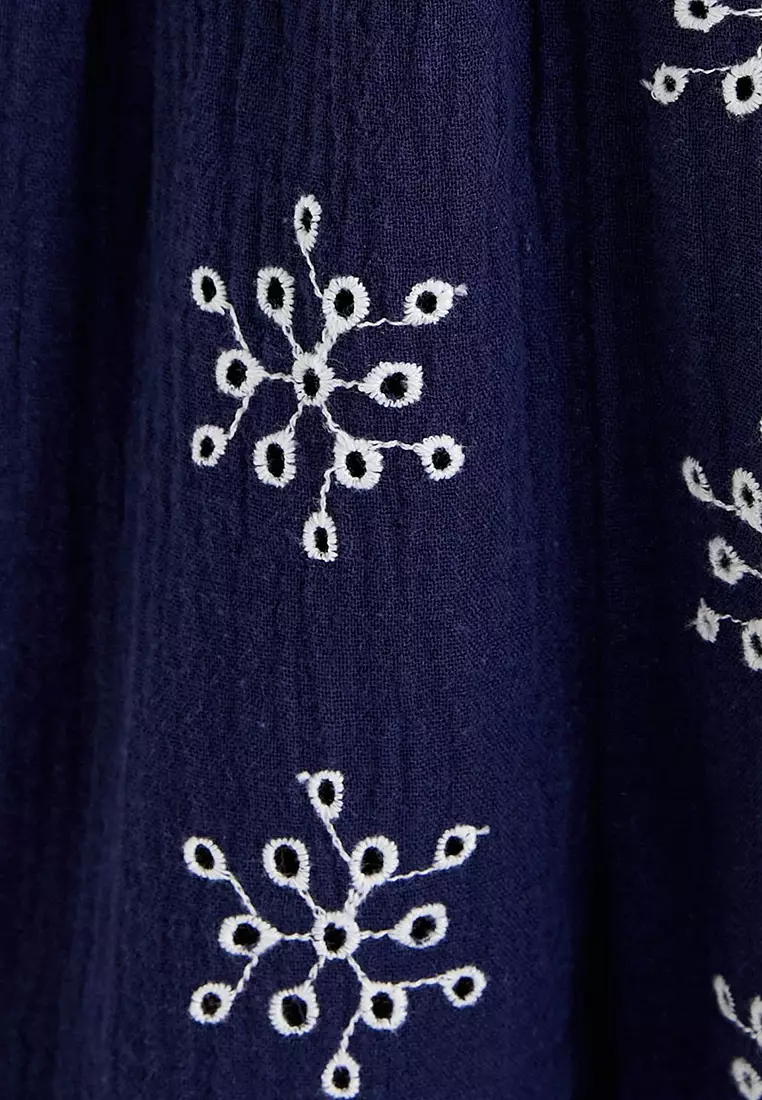 Embroidered Wide Leg Trousers